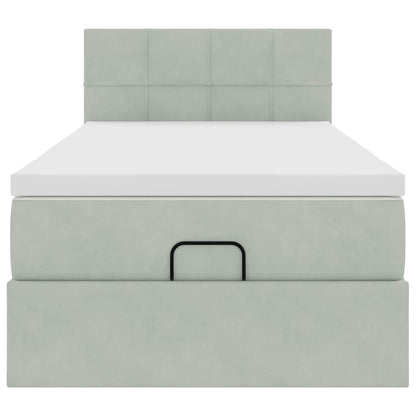 Ottoman bed met matras 90x190cm fluweel lichtgrijs