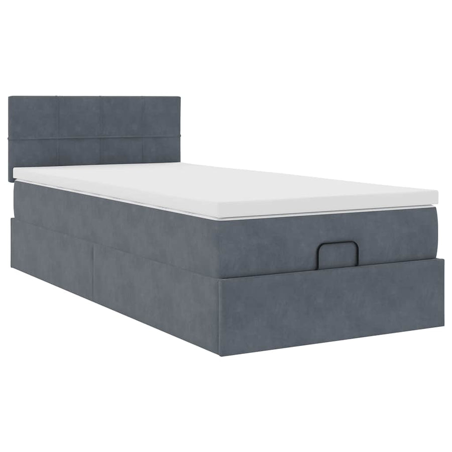 Ottoman bed met matras 90x190cm fluweel donkergrijs