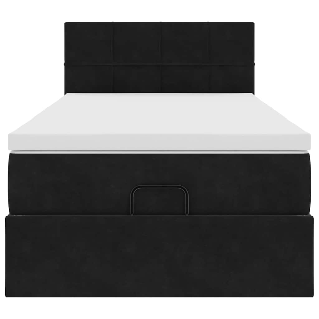 Ottoman bed met matras 90x190cm fluweel zwart