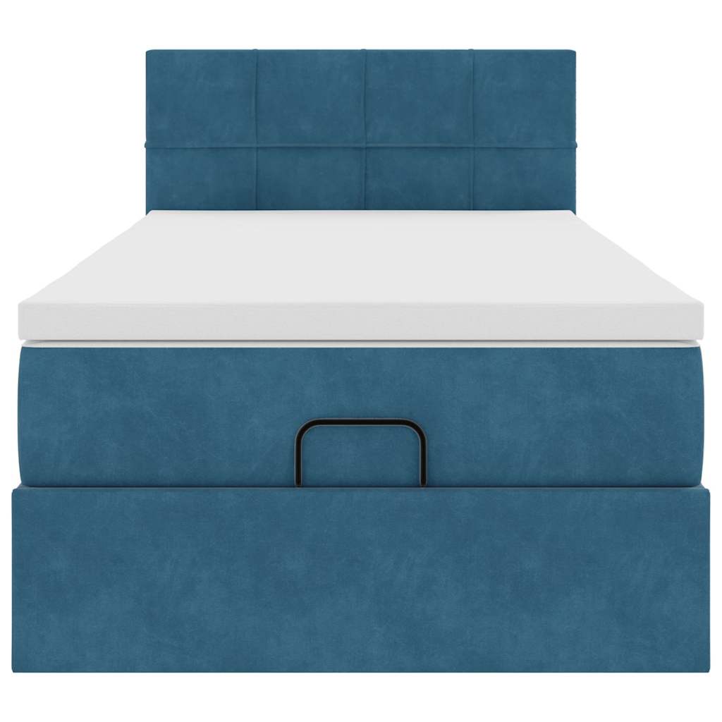 Ottoman bed met matras 90x190cm fluweel donkerblauw
