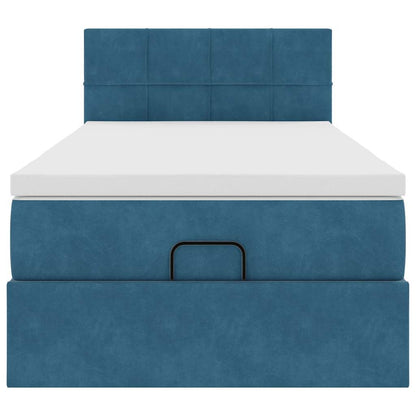 Ottoman bed met matras 90x190cm fluweel donkerblauw