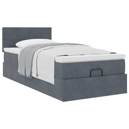 Ottoman bed met matras 90x200cm fluweel donkergrijs