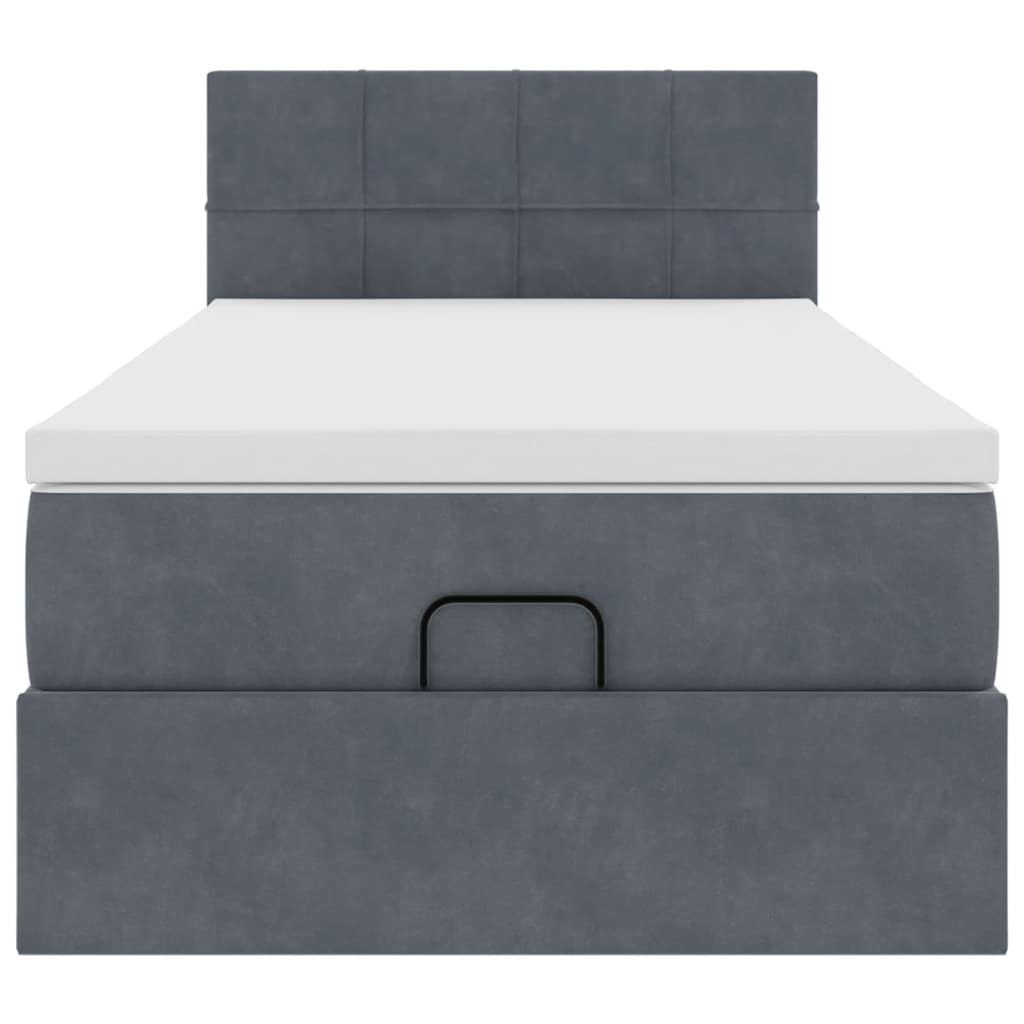 Ottoman bed met matras 90x200cm fluweel donkergrijs