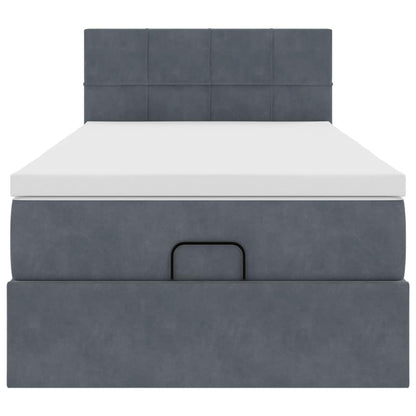 Ottoman bed met matras 90x200cm fluweel donkergrijs