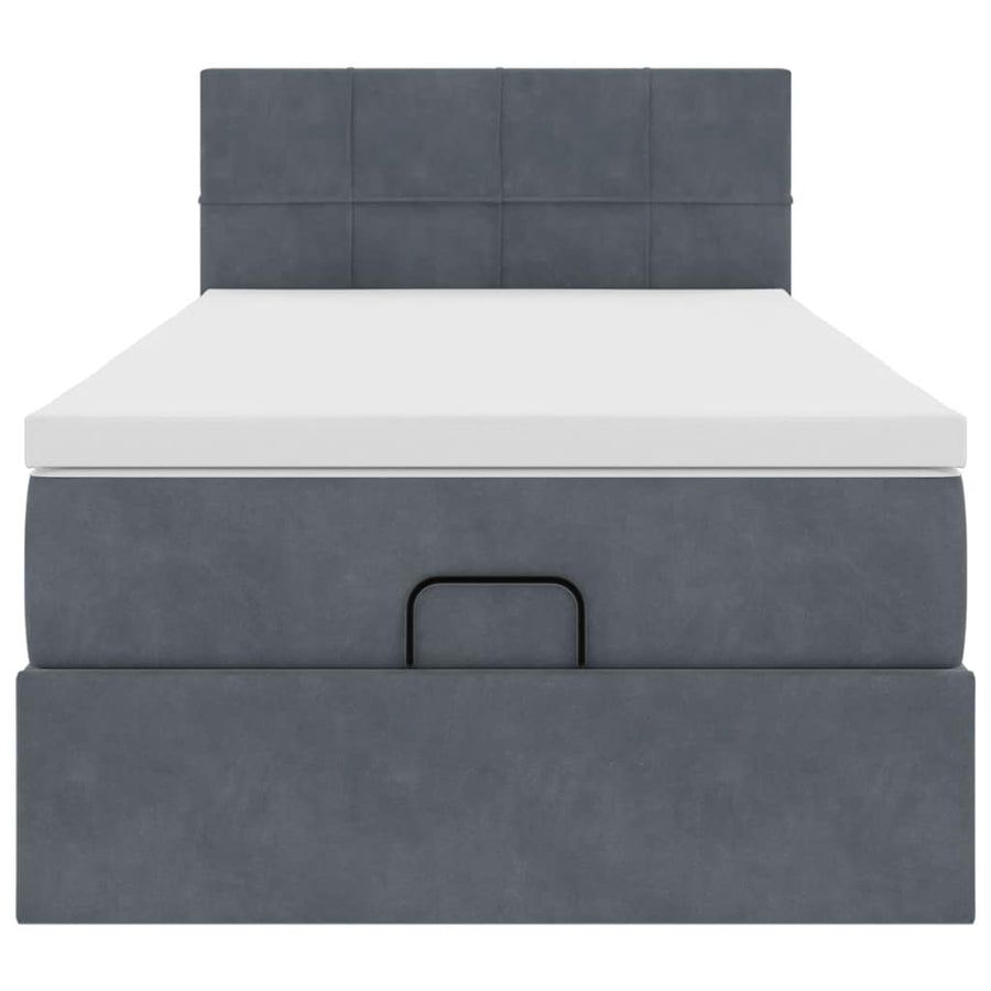 Ottoman bed met matras 90x200cm fluweel donkergrijs