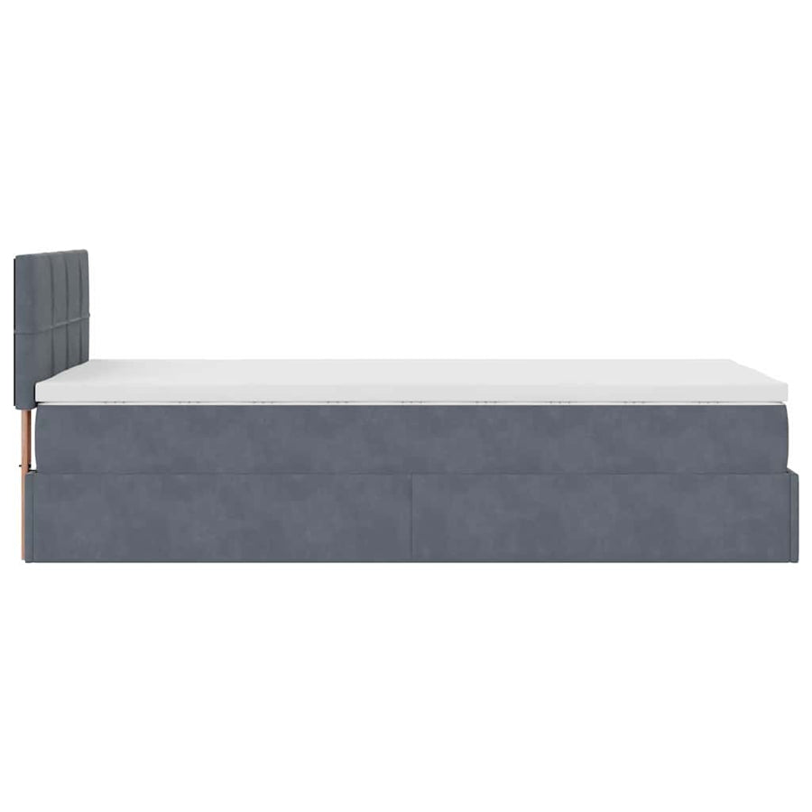 Ottoman bed met matras 90x200cm fluweel donkergrijs
