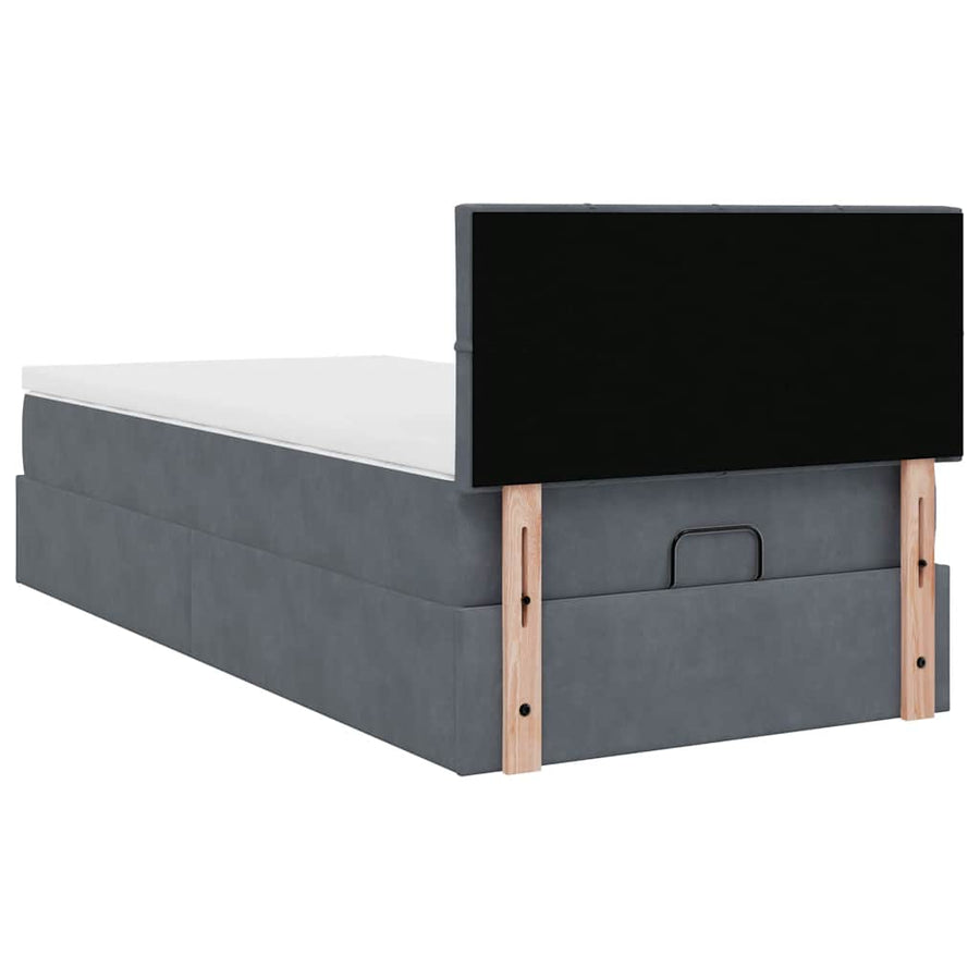 Ottoman bed met matras 90x200cm fluweel donkergrijs