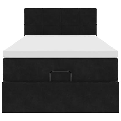 Ottoman bed met matras 90x200cm fluweel zwart