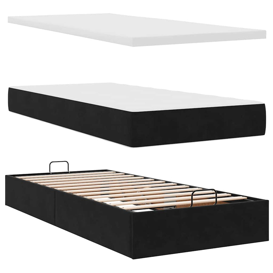 Ottoman bed met matras 90x200cm fluweel zwart