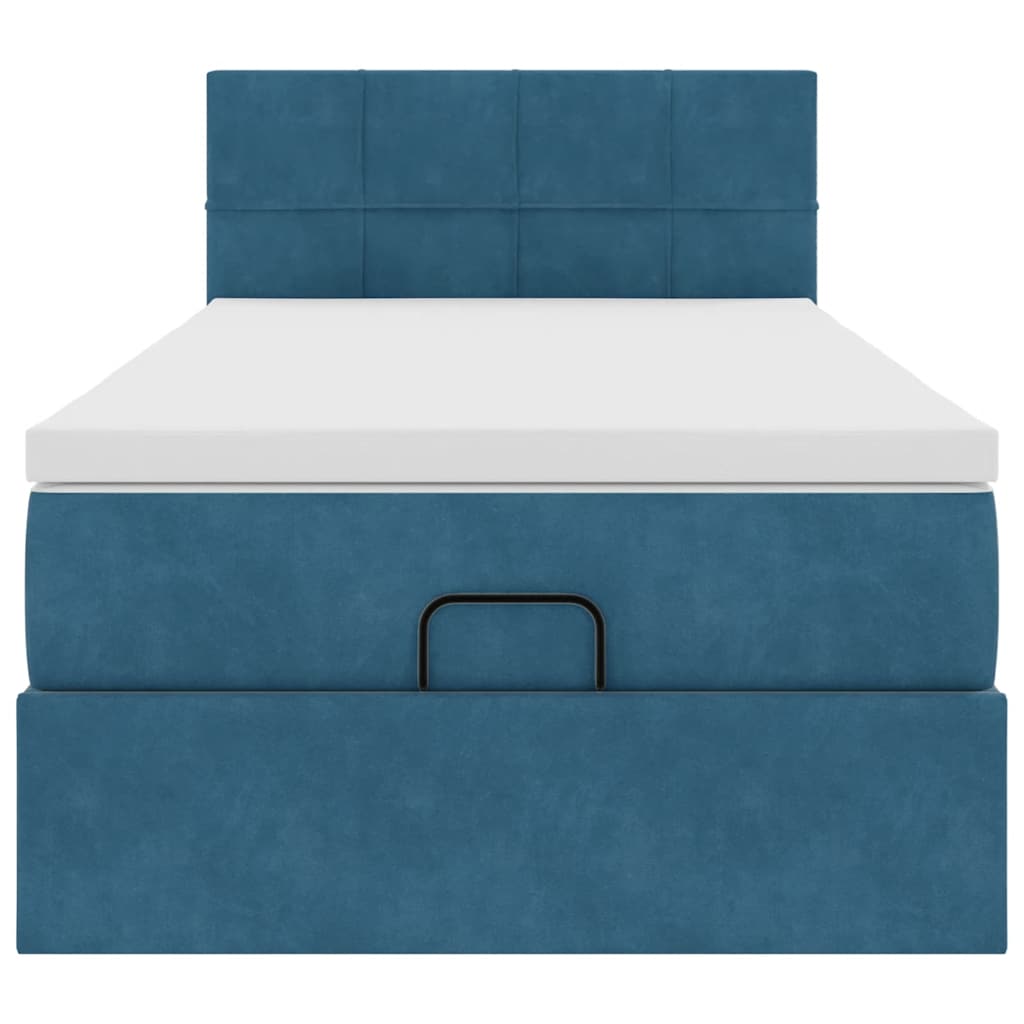 Ottoman bed met matras 90x200cm fluweel donkerblauw