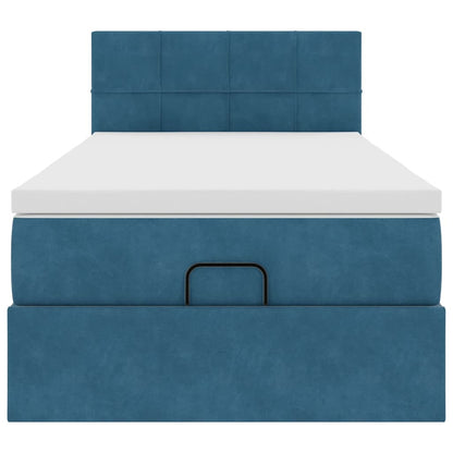 Ottoman bed met matras 90x200cm fluweel donkerblauw