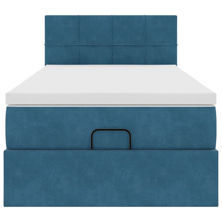 Ottoman bed met matras 90x200cm fluweel donkerblauw