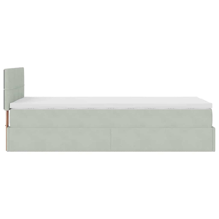 Ottoman bed met matras 100x200 cm fluweel lichtgrijs