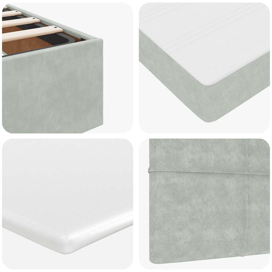 Ottoman bed met matras 100x200 cm fluweel lichtgrijs