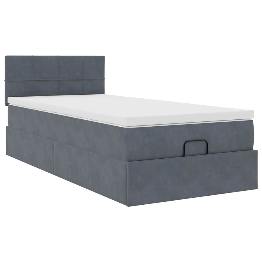 Ottoman bed met matras 100x200 cm fluweel donkergrijs