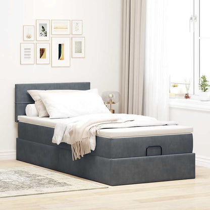 Ottoman bed met matras 100x200 cm fluweel donkergrijs