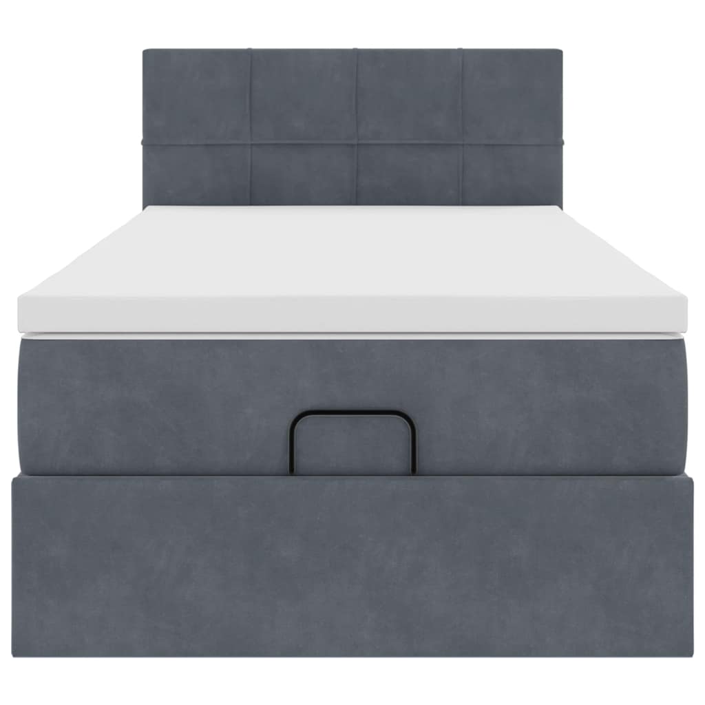 Ottoman bed met matras 100x200 cm fluweel donkergrijs