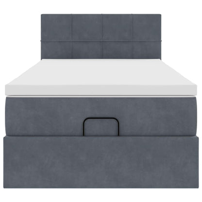 Ottoman bed met matras 100x200 cm fluweel donkergrijs