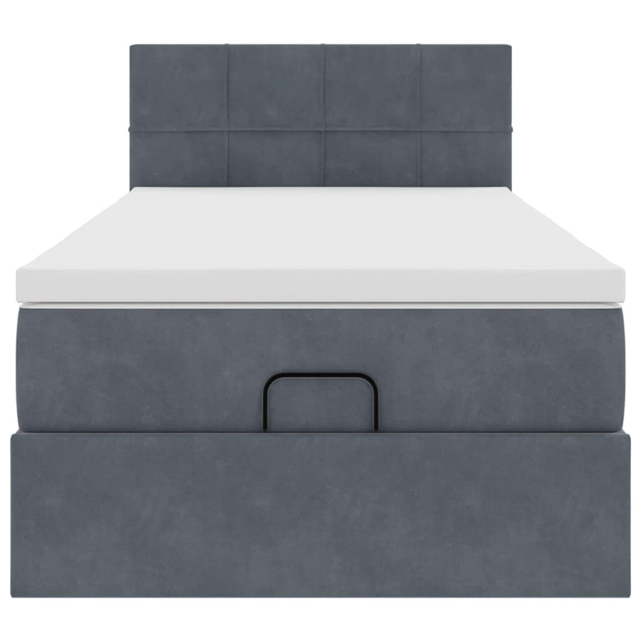 Ottoman bed met matras 100x200 cm fluweel donkergrijs
