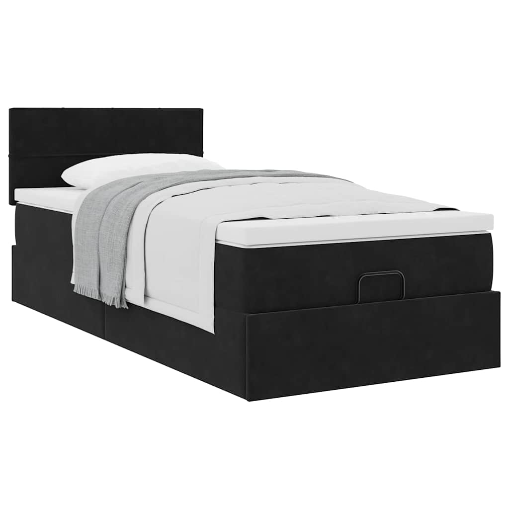 Ottoman bed met matras 100x200 cm fluweel zwart