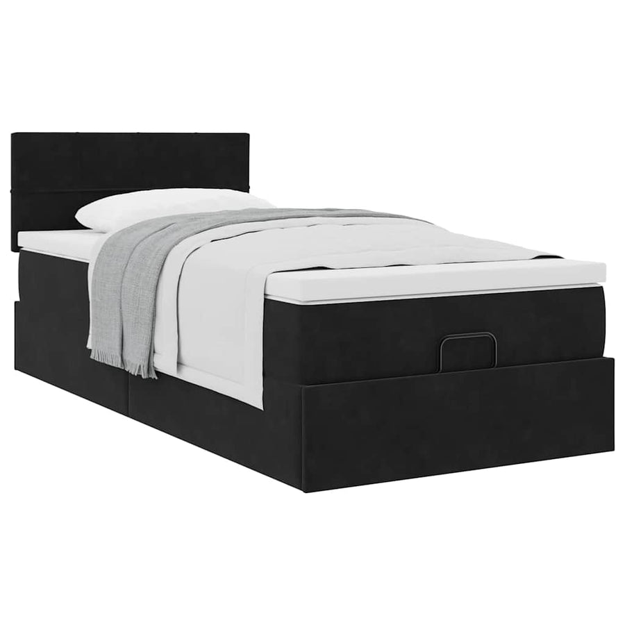 Ottoman bed met matras 100x200 cm fluweel zwart