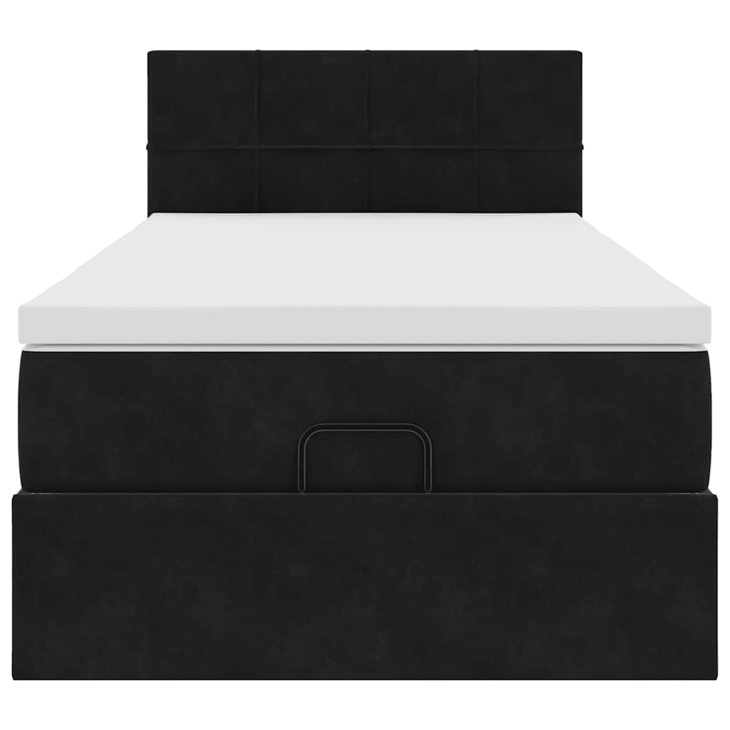 Ottoman bed met matras 100x200 cm fluweel zwart