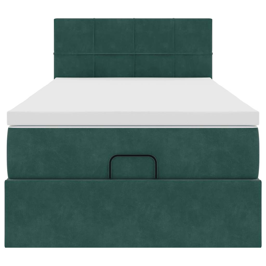 Ottoman bed met matras 100x200 cm fluweel donkergroen