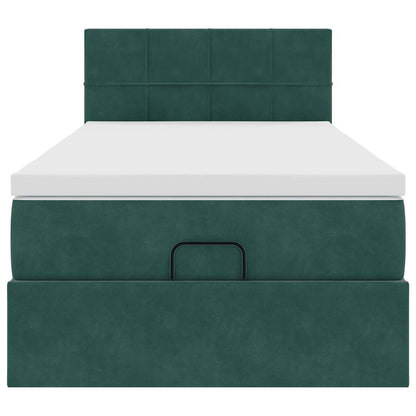 Ottoman bed met matras 100x200 cm fluweel donkergroen