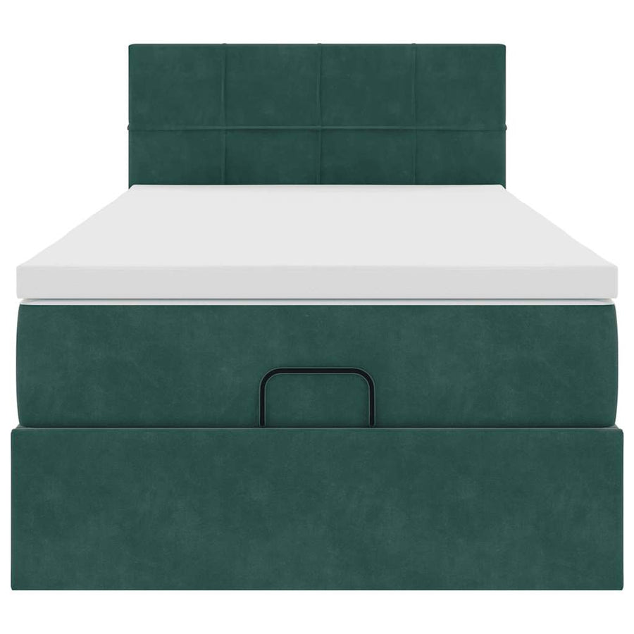 Ottoman bed met matras 100x200 cm fluweel donkergroen