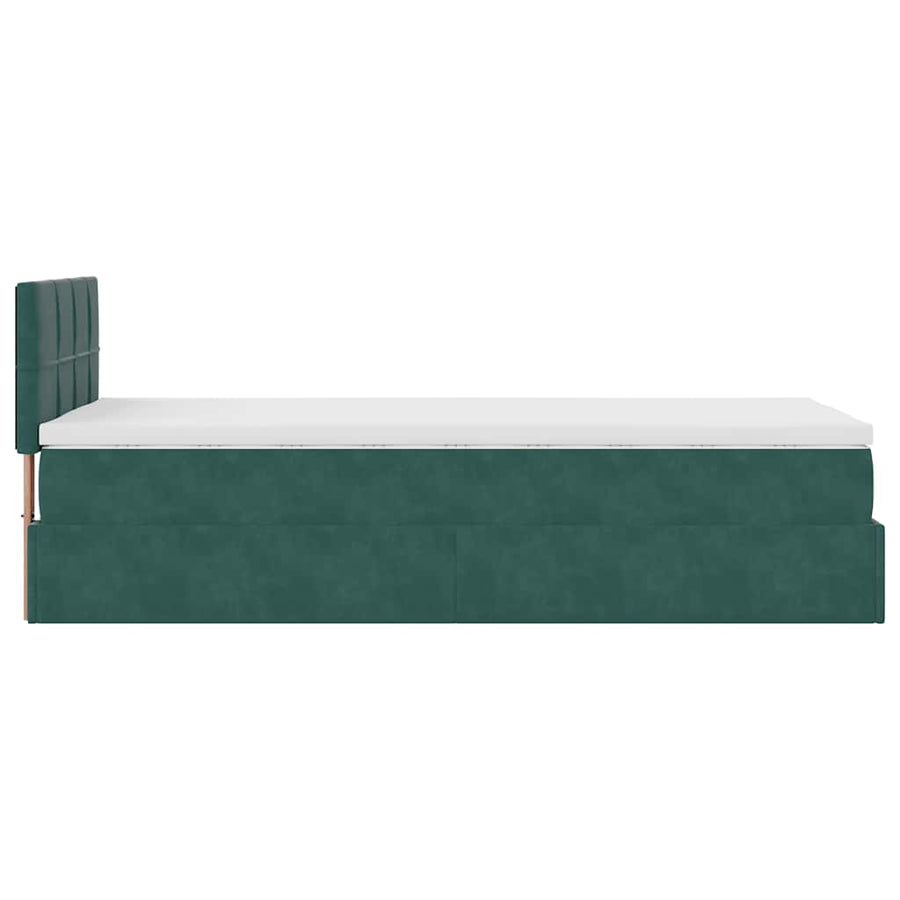 Ottoman bed met matras 100x200 cm fluweel donkergroen