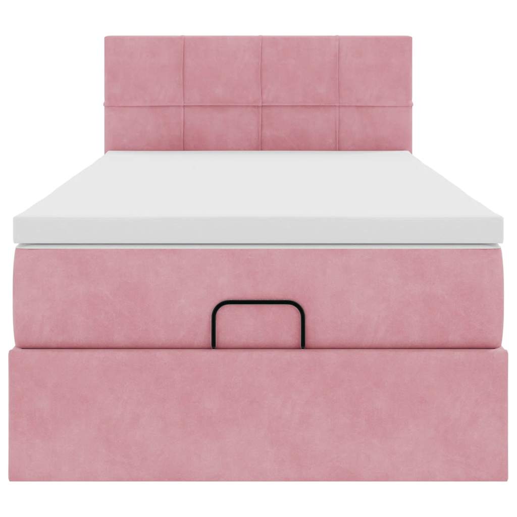Ottoman bed met matras 100x200 cm fluweel roze