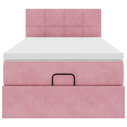 Ottoman bed met matras 100x200 cm fluweel roze