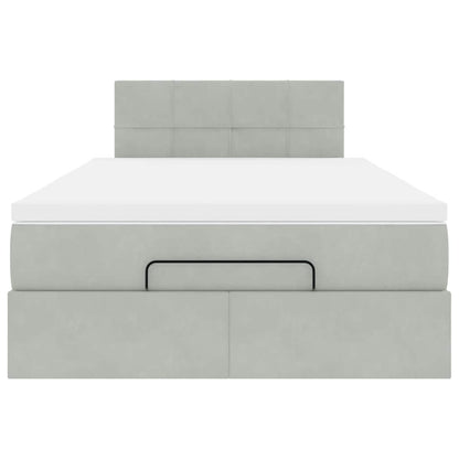 Ottoman bed met matras 120x190 cm fluweel lichtgrijs