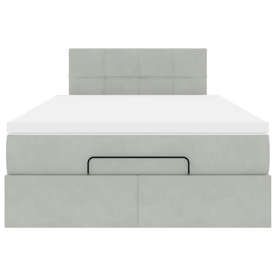Ottoman bed met matras 120x190 cm fluweel lichtgrijs
