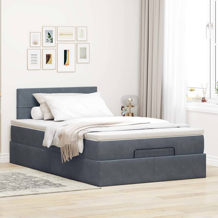 Ottoman bed met matras 120x190 cm fluweel donkergrijs