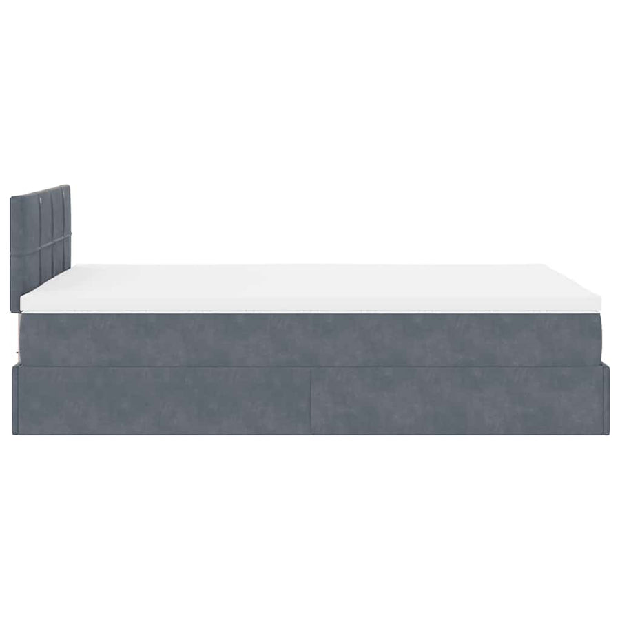 Ottoman bed met matras 120x190 cm fluweel donkergrijs