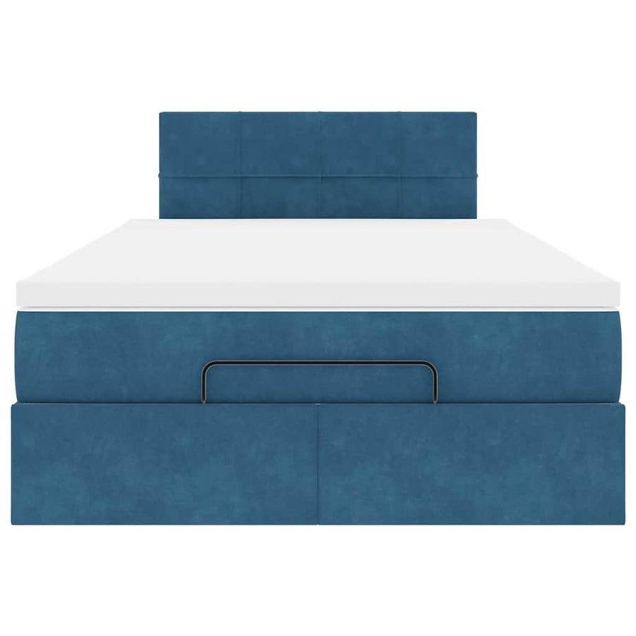 Ottoman bed met matras 120x190 cm fluweel donkerblauw