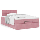 Bed 120x190 cm fluweel roze met matras