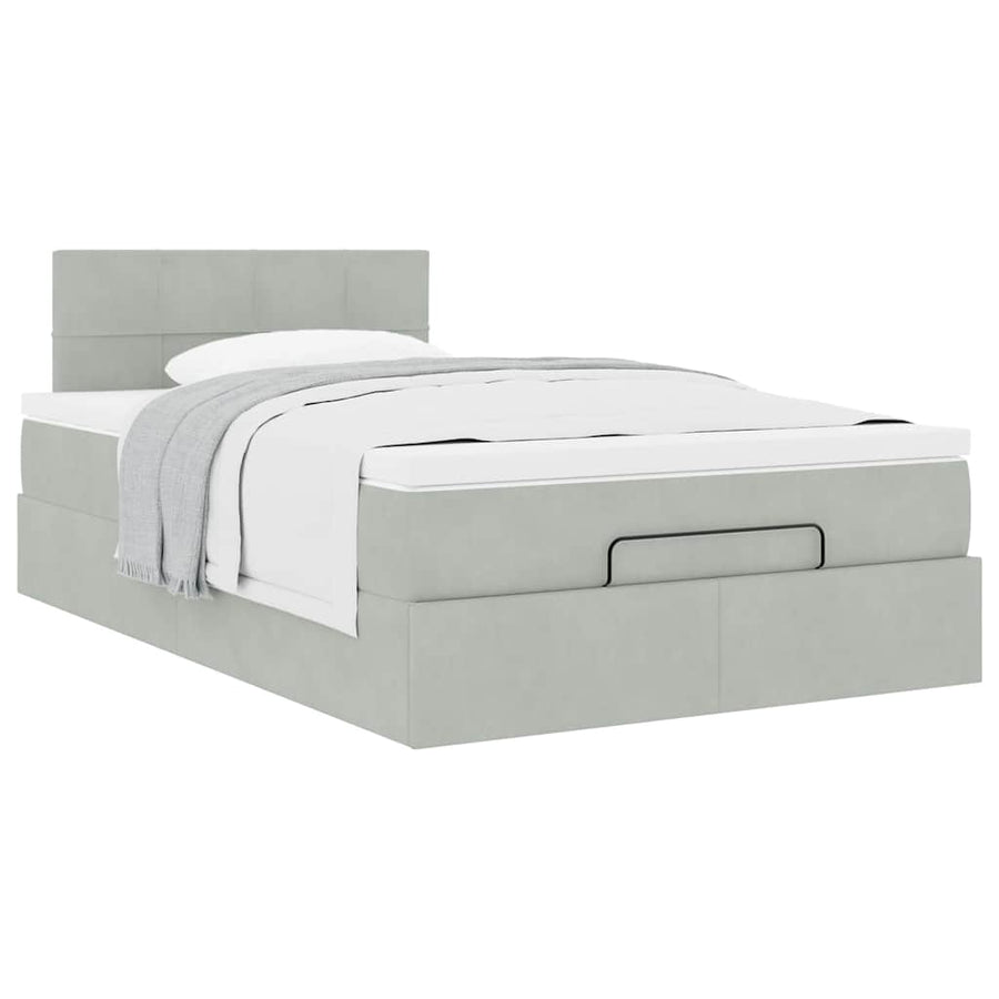 Ottoman bed met matras 120x200 cm fluweel lichtgrijs