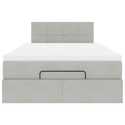 Ottoman bed met matras 120x200 cm fluweel lichtgrijs