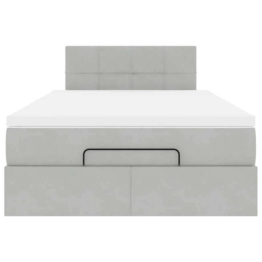 Ottoman bed met matras 120x200 cm fluweel lichtgrijs