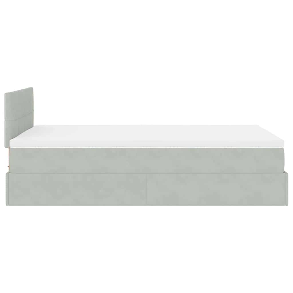 Ottoman bed met matras 120x200 cm fluweel lichtgrijs
