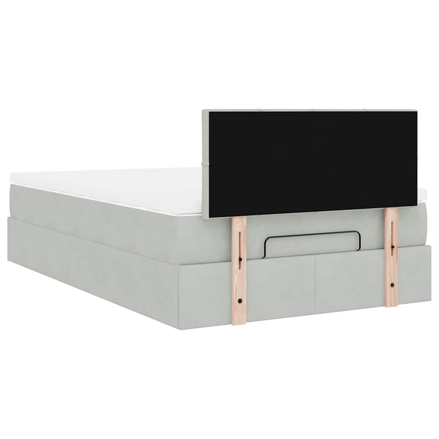 Ottoman bed met matras 120x200 cm fluweel lichtgrijs