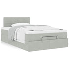 Ottoman bed with mattress 120x200 cm velvet light grey