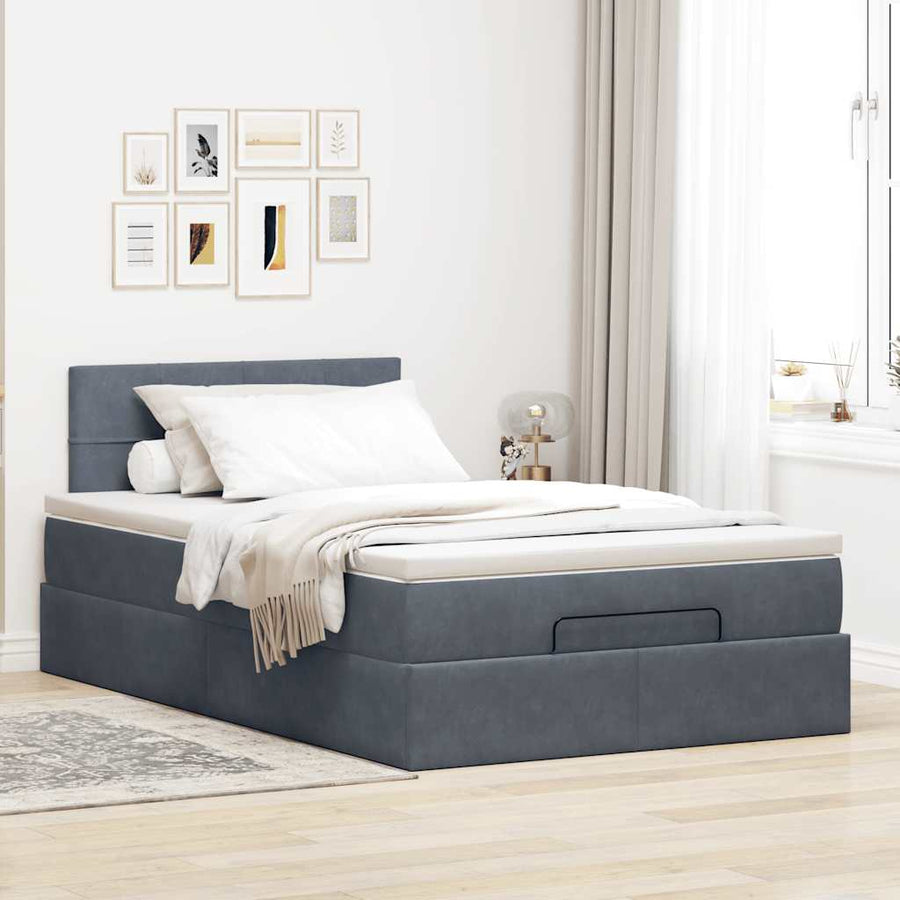 Ottoman bed met matras 120x200cm fluweel donkergrijs
