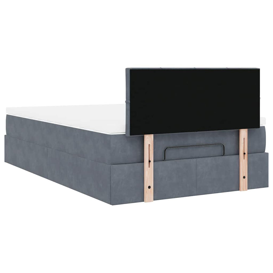 Ottoman bed met matras 120x200cm fluweel donkergrijs