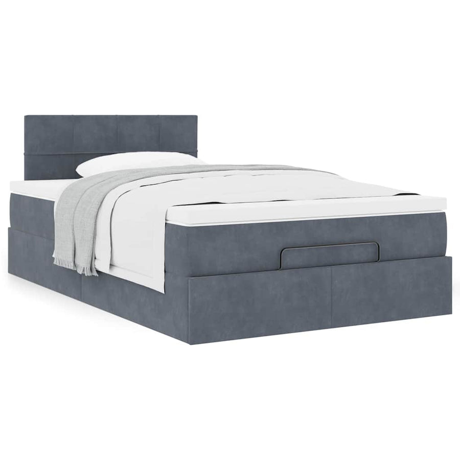 Ottoman bed met matras 120x200cm fluweel donkergrijs