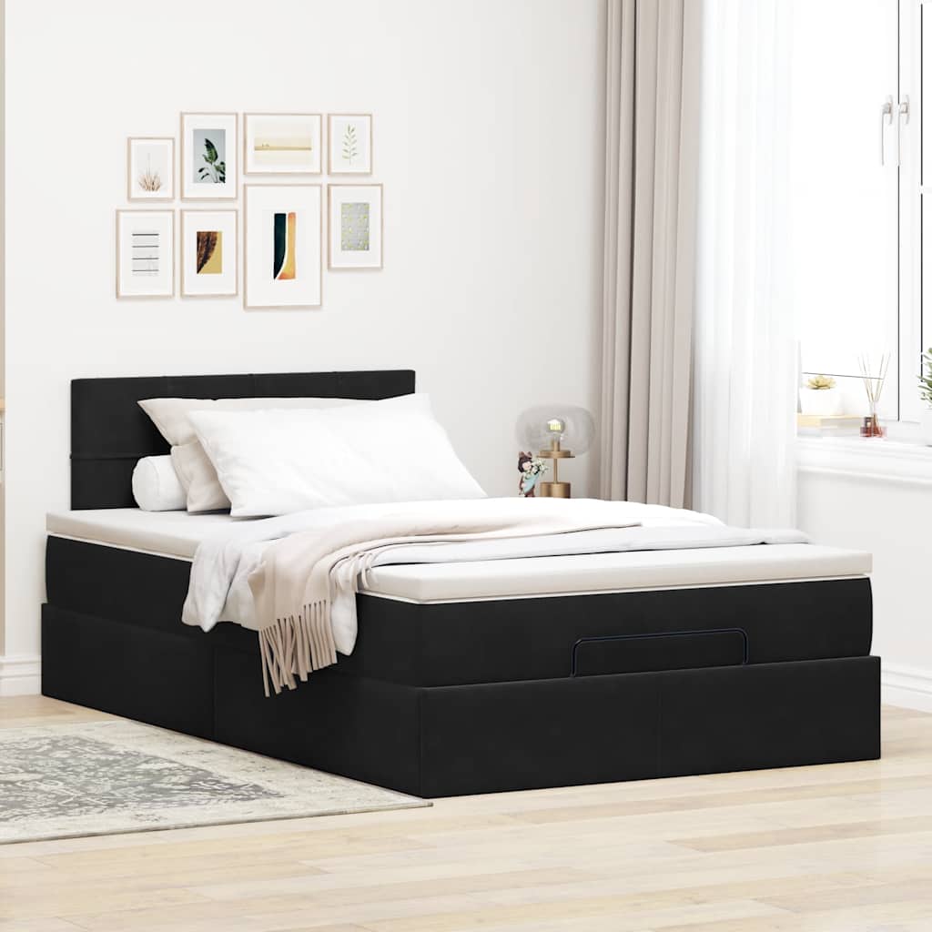 Ottoman bed met matras 120x200cm fluweel zwart