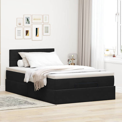 Ottoman bed met matras 120x200cm fluweel zwart