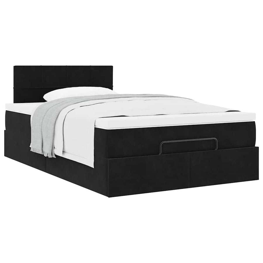 Ottoman bed met matras 120x200cm fluweel zwart